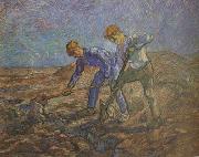 Vincent Van Gogh Two Peasants Digging (nn04) oil painting reproduction
